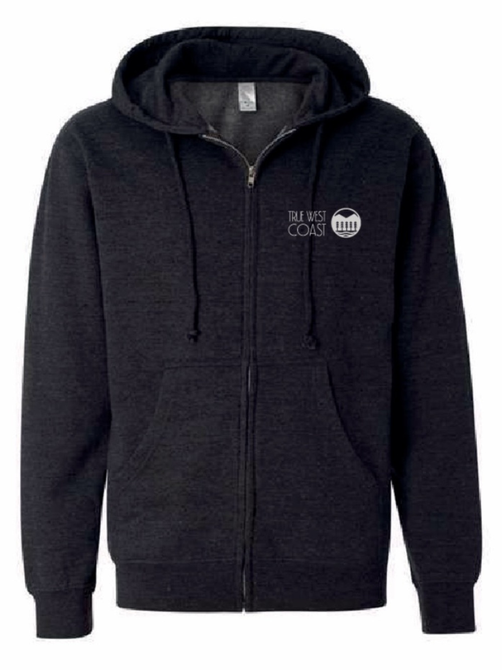 Men's Black Zip-Up Hoodie with Logo